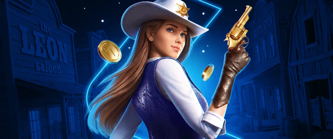 Promoção de slot com xerife cowgirl do Leon casino